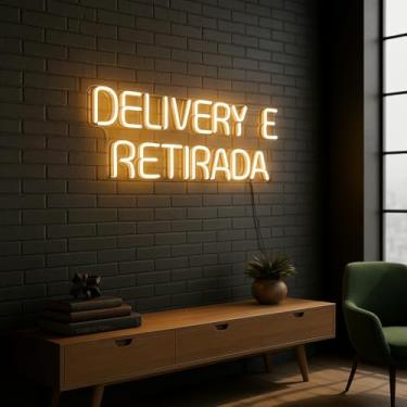 Imagem de Placa Neon Led Luminária Letreiro Delivery E Entrega 62cm A Escolher 127/220v (Branco Quente)