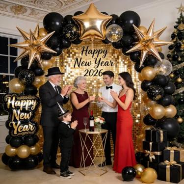 Imagem de Pano de fundo de parede dourado brilhante, cortina de fundo quadrado, 1 peça de painel de parede com serpentina dourada de 8 x 1,8 m para aniversários, casamentos, formatura, ano novo, decorações de