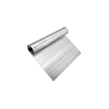 Imagem de Espátula e Raspador Retangular Profissional, Aço Inox, 15cm x 11,5cm, com Marcação em Centímetros, 110g