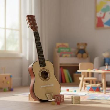 Imagem de Violão infantil mini semi profissional madeira com cordas de aço - Med