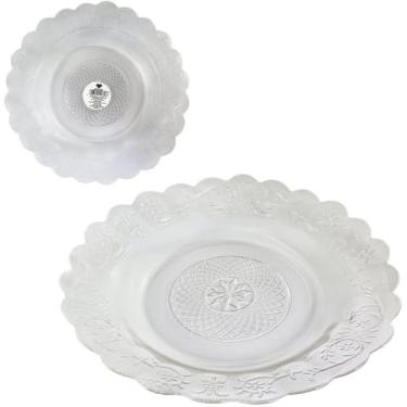 Imagem de Kit 5 Pratos de Vidro Transparente Raso Design Estrela Egípcia - Elegantes para Mesa Posta Jantar Almoço Refeições Família - Resistente e Sofisticado