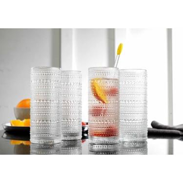Imagem de Glaver's Copos de coquetel Hobnail de vidro, design texturizado de cristal transparente, copos altos de 306 g, conjunto de 4