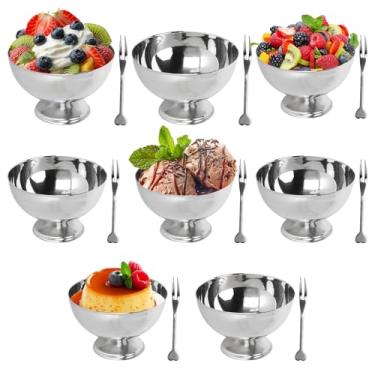 Imagem de Buachois Copo de sorvete, 8 tigelas de sobremesa de aço inoxidável, copo circular de iogurte para tigela de sobremesa, adequado para lanches, grãos, saladas, pudim de frutas
