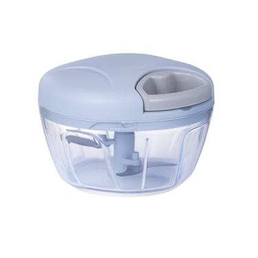 Imagem de Mini Processador de Alimentos Manual 500ml com 3 Lâminas – Tritura Alho, Cebola, Temperos e Legumes (Azul)