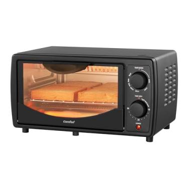 Imagem de COMFEE' Bancada pequena para torradeira, 4 fatias, mini forno de pizza de 22 cm, forno compacto, 2 prateleiras para torrar, assar, 950W, preto, CTO-E101A (BK)
