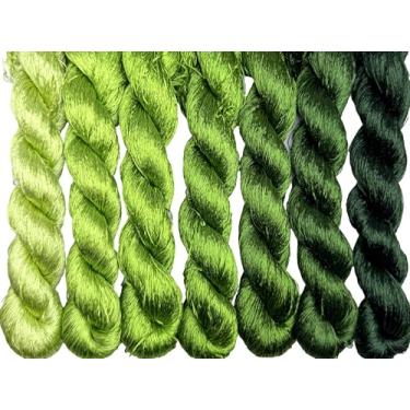 Imagem de RUSHIGUAN 100% pura natureza amoreira fio de seda acessório de joias flores artificiais ponto cruz bordado fio diy kits de costura 7 cores gradientes 110 m cada (4)