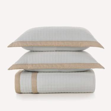 Imagem de Colcha Queen De Microfibra Com 2 Porta Travesseiros Karsten Amaro Linho