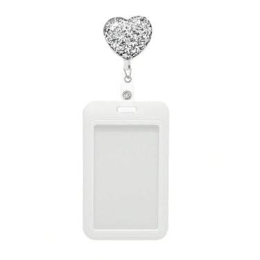 Imagem de Carretel retrátil de crachá de enfermeira de coração fofo com suporte de crachá de identidade, suporte engraçado para chaveiros, ótimos presentes para mulheres, funcionários, trabalhadores