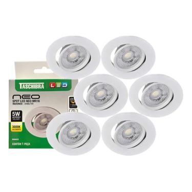 Imagem de 6 Spot Led Neo Embutir Redonda 5W 3000k Luz Quente Taschibra