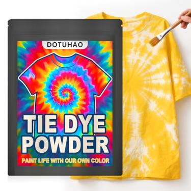 Imagem de DOTUHAO Pó tie dye, corante de tecido amarelo, corantes para roupas, corantes criativos para roupas, perfeitos para artes e artesanato, arte em tecido DIY (amarelo, 113 g)