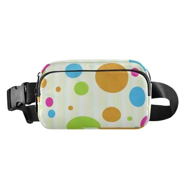 Imagem de Bolsa de cinto colorida gradiente ajustável alça transversal pochete feminina transversal, Bolinhas coloridas (3), one size, Bolinhas coloridas (3)