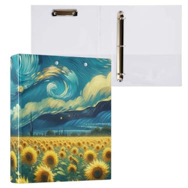 Imagem de A prancheta de girassóis à noite comporta 200 folhas de pasta de arquivo para material escolar e de escritório, pacote com 2