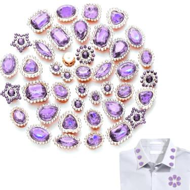 Imagem de Ksheria Cristal colorido costurado em strass, 50 peças, formas mistas, vidro de cristal com base de metal, joias artesanais e pedras preciosas para roupas, chapéus, fabricação de joias, acessórios de