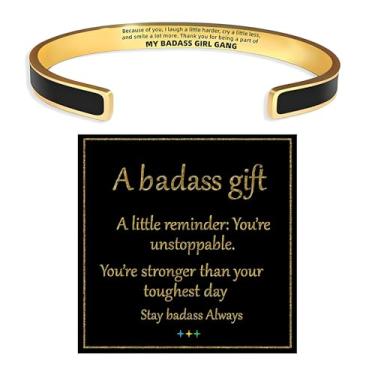 Imagem de Your Always Charm Pulseira Badass Gang Presentes Inspiradores para Mulheres Joias Amizade Pulseira Melhor Amigo Enfeites de Meia de Natal, Large, Zinco, Sem Pedra Preciosa