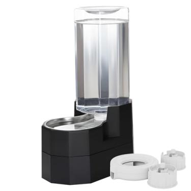 Imagem de RIZZARI Dispensador de água para cães grandes: Bebedouro de aço inoxidável automático com gravidade elevada 9L com 2 filtros - 100% livre de BPA - Alimentador de animais de estimação para cães idosos