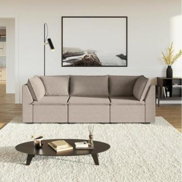 Imagem de Sofá Modular 2 Módulos Canto 1 Módulo Central Zen CabeCasa MadeiraOrig