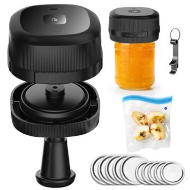 Imagem de Selador Elétrico de Garrafas Mason 60KPa Máquina Selagem por Sucção para Conserva com Tampas Boca Regular e Larga Portátil Sem Fio Recarregável Silenc