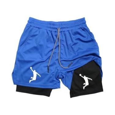 Imagem de Shorts De Basquete Masculinos Em Malha, Ajustados, Dupla Camada, Roupa