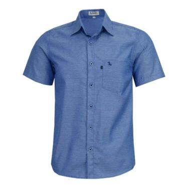 Imagem de Camisa Social Maquinetado Amil Comfort Com Bolso Passa Fácil 1913, Mar