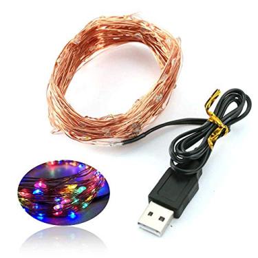 Imagem de Corda de Lâmpadas Cobre USB Luzes Decorativas LED Estrelas 5m 50 para Decoração Quarto Jardim Árvore Cerimônia Casamento Festival e Feriado