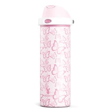 Imagem de Garrafa de água isolada de 680 g com canudo: Garrafa de água de metal de aço inoxidável Meoky com tampa 2 em 1 - à prova de vazamento, fria por 24 horas, base protetora de silicone, livre de BPA para