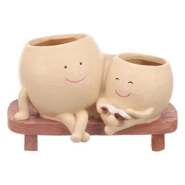 Imagem de Vaso de plantador Smile Face, plantadores de cabeça de flores com orifício de drenagem para ambientes internos e externos, exclusiva cadeira de balanço para plantas fofas, recipiente de suculentas