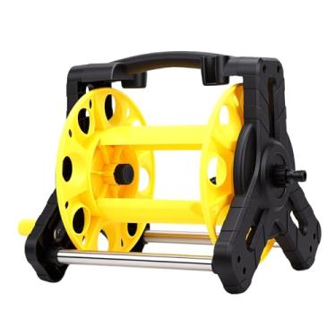Imagem de Asixxsix Carrinho do carrete da mangueira do jardim, Suporte da mangueira de água PP de serviço pesado, Rack de armazenamento de portátil, Mantém até de 25m (Preto e Amarelo)