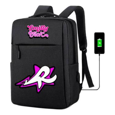 Imagem de Mochila Emily Menina Usb Escolar Estampa Youtuber Infantil Vick Os Ros