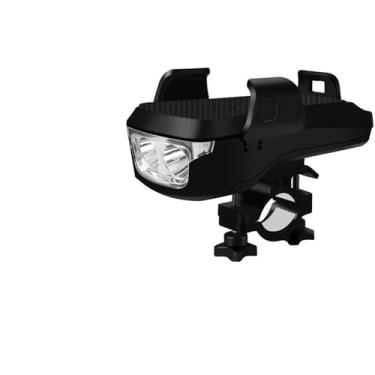 Imagem de Lanterna para bicicleta 4 em 1 com suporte celular Farol de recarregável buzina LED deslocamento seguro carregamento USB