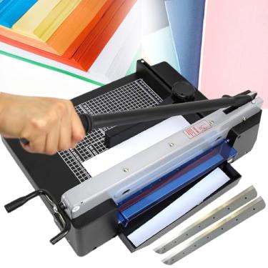 Imagem de pcagfaajmh Cortador de papel guilhotina grande com almofada de borracha ajustável e 2 lâminas de aço - capacidade de 400 folhas, faixa de corte de 4 a 31,5 cm Aparador de papelão/papelão de grau