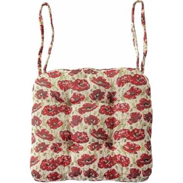 Imagem de Almofadas para cadeiras com estampa de pássaros em estilo rústico, com amarras, para cadeiras de cozinha e sala de jantar.