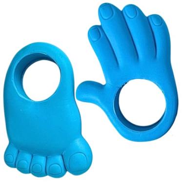 Imagem de Kit Mordedor Bebê Mãozinha e Pezinho Massageador de Gengiva Macio Azul