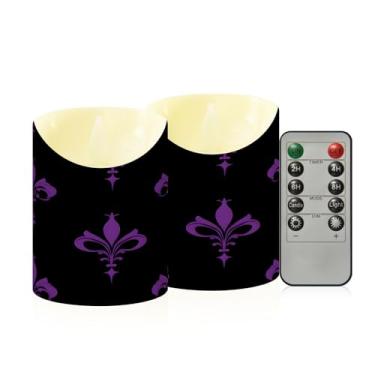 Imagem de Wassud Pacote com 2 velas elegantes sem chama de carnaval com controle remoto, velas realistas cintilantes com temporizador, velas decorativas para Natal, casamento, festa, decoração de casa pequena