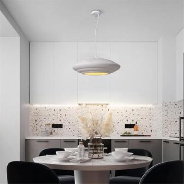 Imagem de Luminária pendente japonesa Wabi-sabi para mesa de jantar e cozinha, moderna e criativa, com cúpula branca imitando pedra, ideal para quarto, sala de estar, sala de jantar, café, restaurante