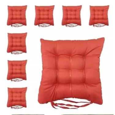 Imagem de Kit com 4 Almofadas Assento Futon 40x40cm - Confortáveis para Cadeiras, Bancos e Móveis, Duráveis e Versáteis para Casa e Eventos (Laranja)