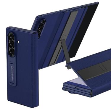 Imagem de POYUFRG Capa fina para Samsung Galaxy ZTriFold, capa de couro com proteção de dobradiça de lente de tela com tudo incluído, capa de couro com suporte dobrável, azul, ZTriFold