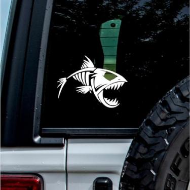 Imagem de Adesivos de decalque transparente de peixe esqueleto 2 (branco) adesivos de decalque de vinil premium à prova d'água para laptop acessório de telefone capacete janela de carro caneca tubérculo copo porta decoração de parede ANDSKUS023102WH081322