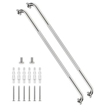 Imagem de Barra de apoio antiderrapante para chuveiro de 122 cm, pacote com 2 barras de apoio Munzong para banheiros, barra de equilíbrio serrilhada de níquel escovado, suporte de trilho de mão para idosos