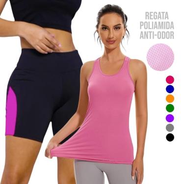 Imagem de Camiseta Regata Dry MALHA FRIA POLIAMIDA + Short Leg Legging REDINHA Conjunto Fitness 549-Feminino