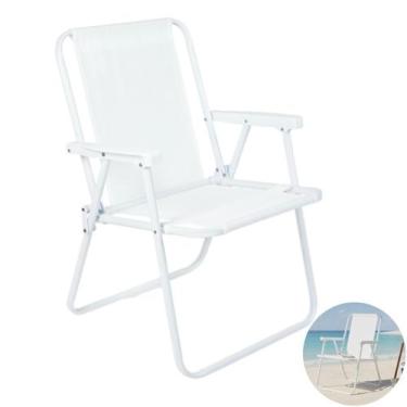 Imagem de Cadeira de Praia Alta Piscina Jardim Aço Branca 110Kg - 2058 Mor