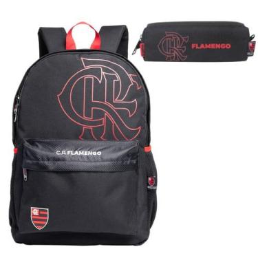 Imagem de Kit Futebol Time Flamengo Mochila de Costas + Estojo Juvenil Escolar -