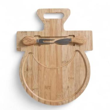 Imagem de Kit Tábua Petisqueira Frios Queijo Em Bambu Com Faca e Garfo - Top Che