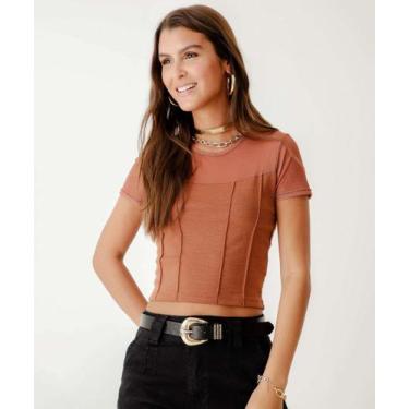 Imagem de Blusa Feminina Pala Manga Tule Marisa Marrom-71088, Marrom, M