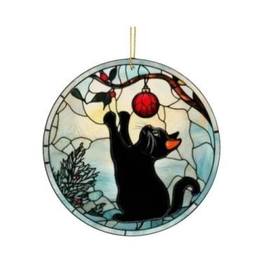 Imagem de Decoração De Janela Em Acrílico Gato Preto, Presente Temático De Anive