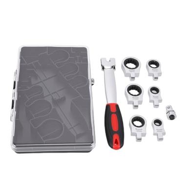 Imagem de Fafeicy Conjunto de Chave de Catraca de Cabeça Intercambiável 8 10 13 14 17 19mm, Com Alça e Estojo Flexíveis, para Projetos Domésticos de Reparo Automotivo