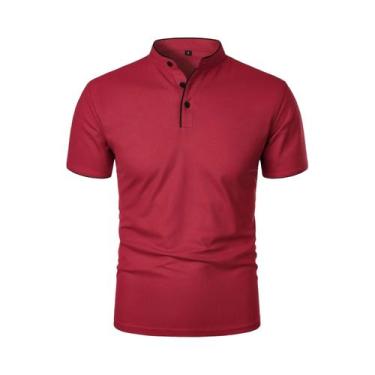 Imagem de Camisa Polo Casual Masculina De Verão Em Cor Sólida, Manga Curta, Resp