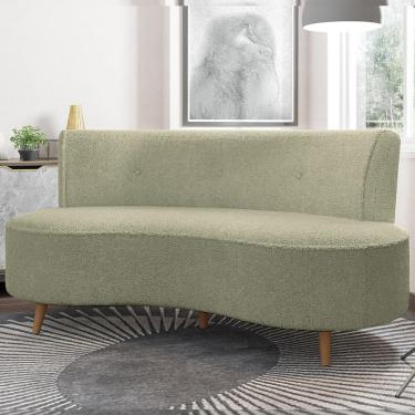 Imagem de Sofá Living 2 Lugares 160cm Aang Pés Palito Bouclê Verde Oliva G33 - Gran Belo