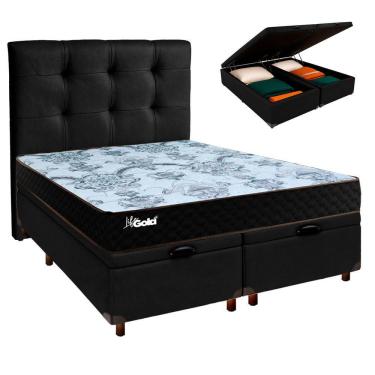 Imagem de Kit Cabeceira + Cama Box Bau + Colchão Casal Molas Ensacadas Life Gold Paropas