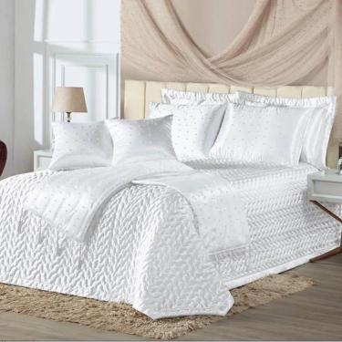 Imagem de Kit Cobre Leito King Pérola Com Almofadas E Xale 10 Peças - Branco