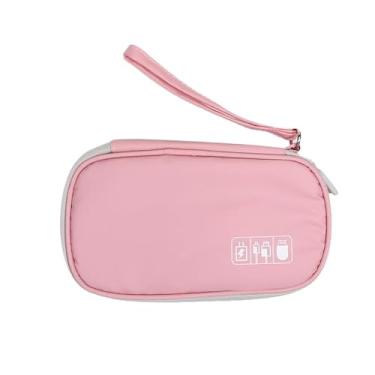 Imagem de Organizador de viagem eletrônico portátil, estojo de armazenamento de carregador de cabo, bolsa de armazenamento de cabos multicamadas para carregadores, cabos, carregador portátil (rosa)